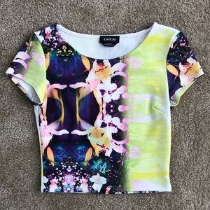 Bebe spring floral scuba crop top.